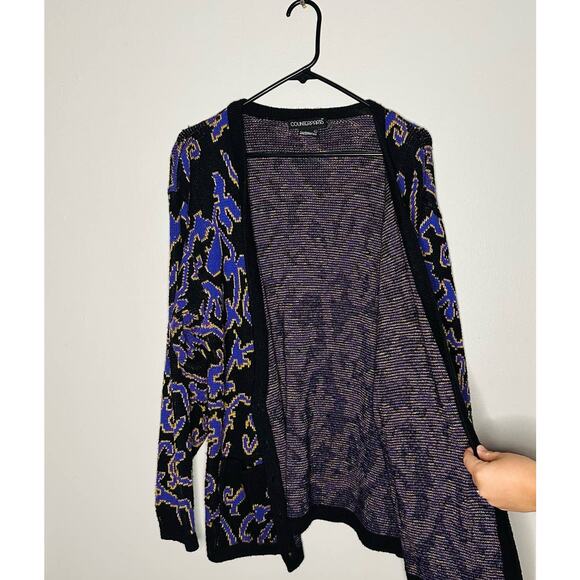 Vintage Counterparts Black & Purple Funky Button Front Cardigan Size Large - Picture 9 of 9